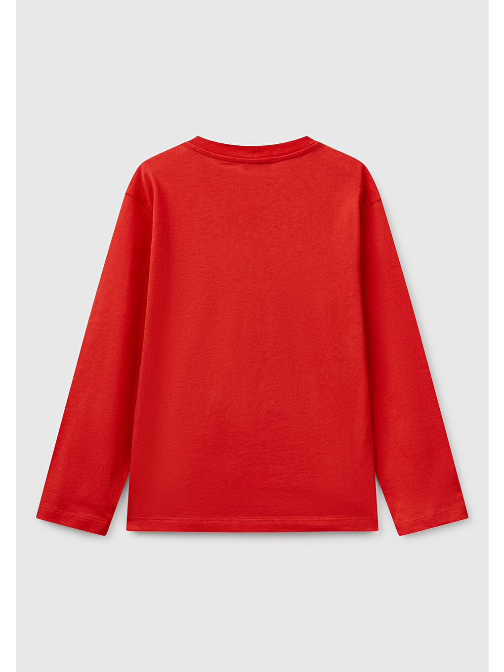 Erkek Çocuk Kırmızı Benetton Logo Baskılı Uzun Kollu Tişört-1