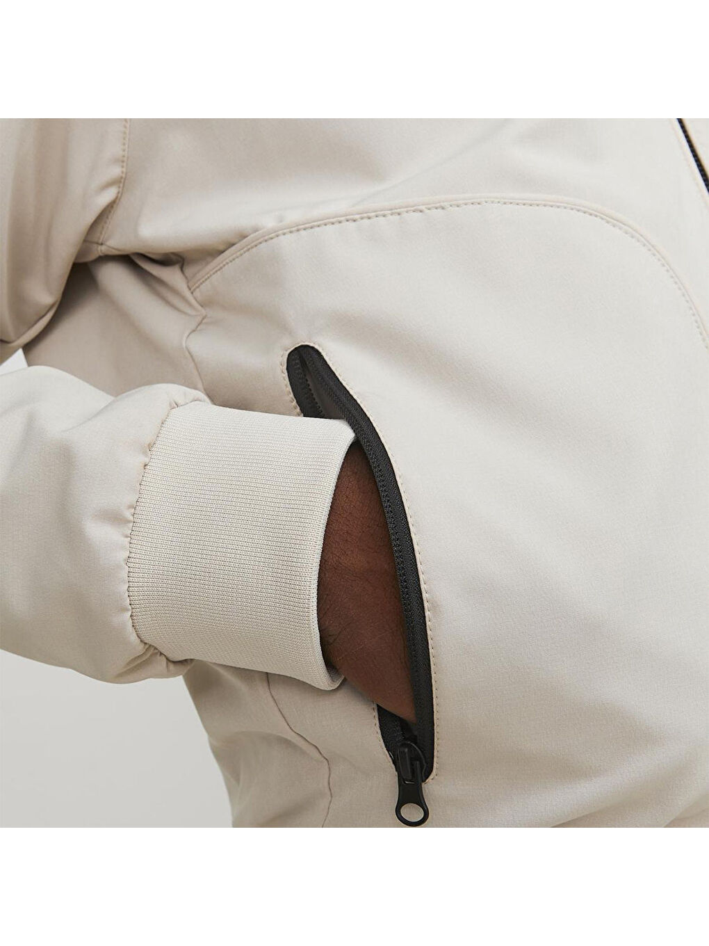 Track Bomber Erkek Bej Kapüşonlu Ceket-3