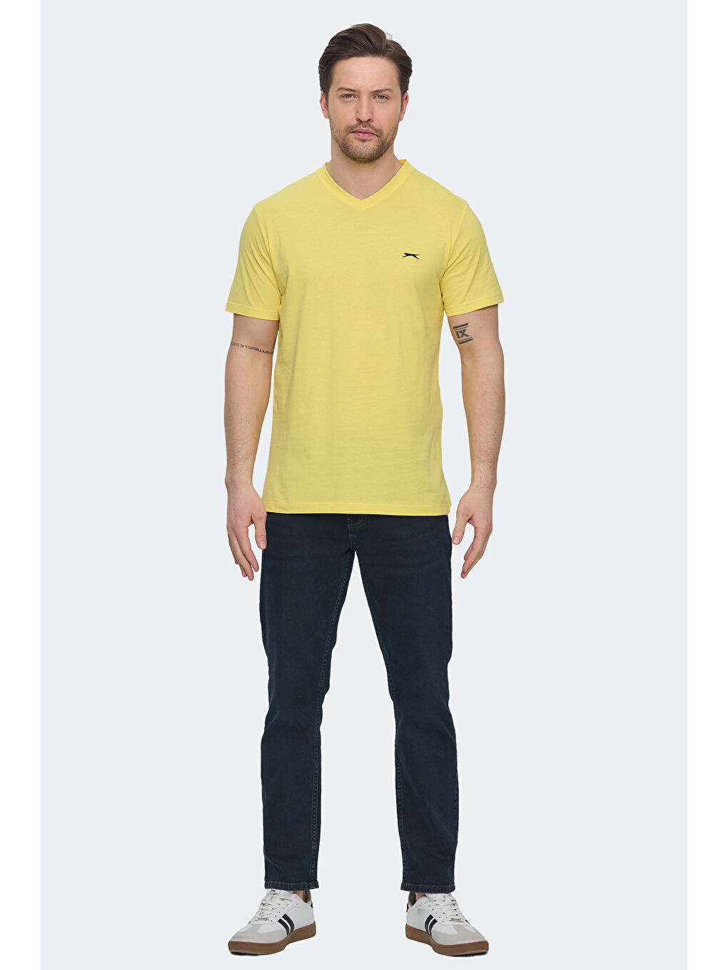 SARGON KTN Erkek %100 Pamuk Tişört Açık Sarı-6