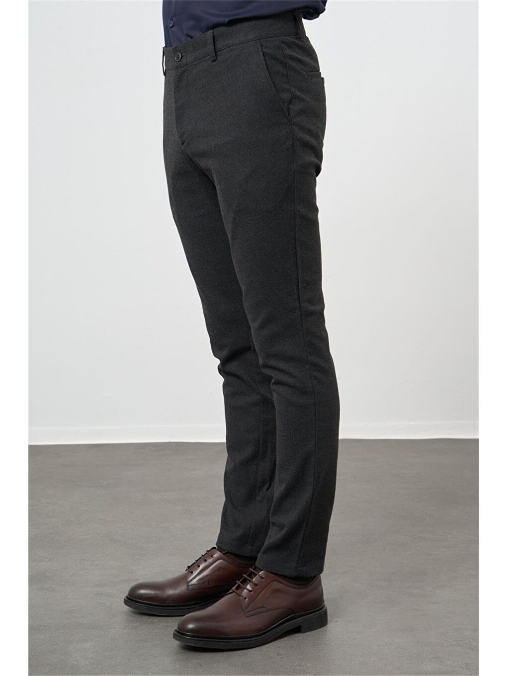 Siyah Esnek Yandan Cepli Casual Slim Fit Chino Pantolon 1003245108-2