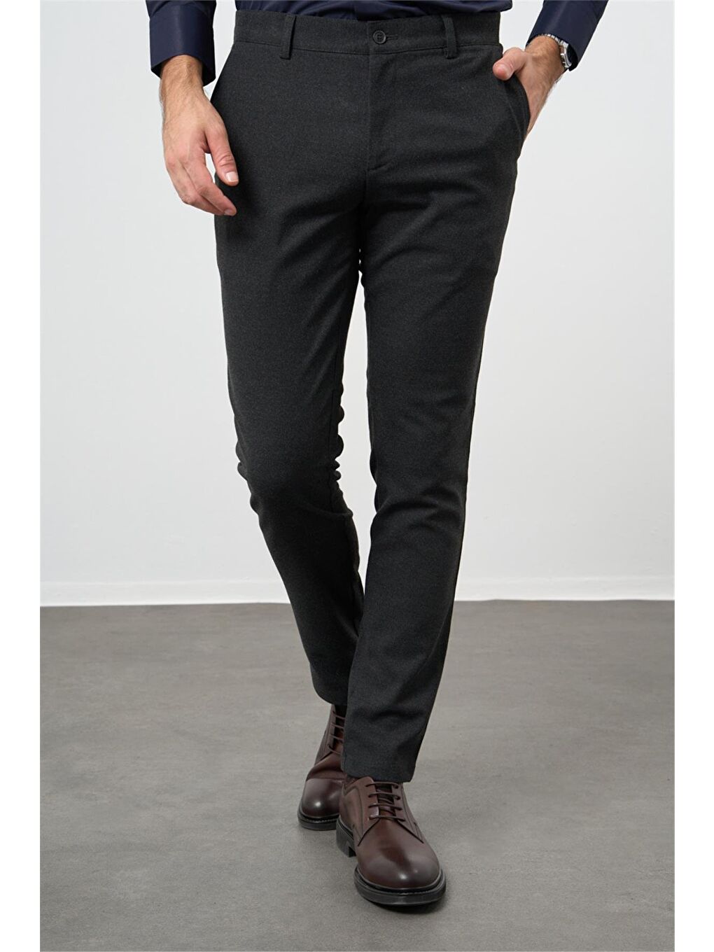 Siyah Esnek Yandan Cepli Casual Slim Fit Chino Pantolon 1003245108-4