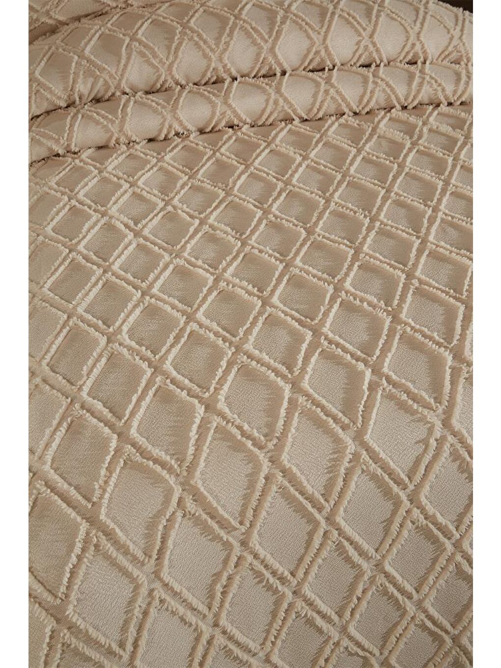 Vesya 2 Parça Tek Kişilik Pike Takımı Bej-2