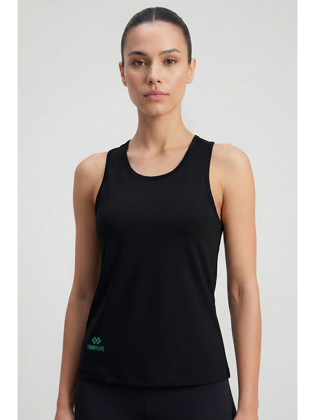 Siyah Standart Fit Çapraz Sırt Detaylı Kadın Spor Atlet - 97296-2