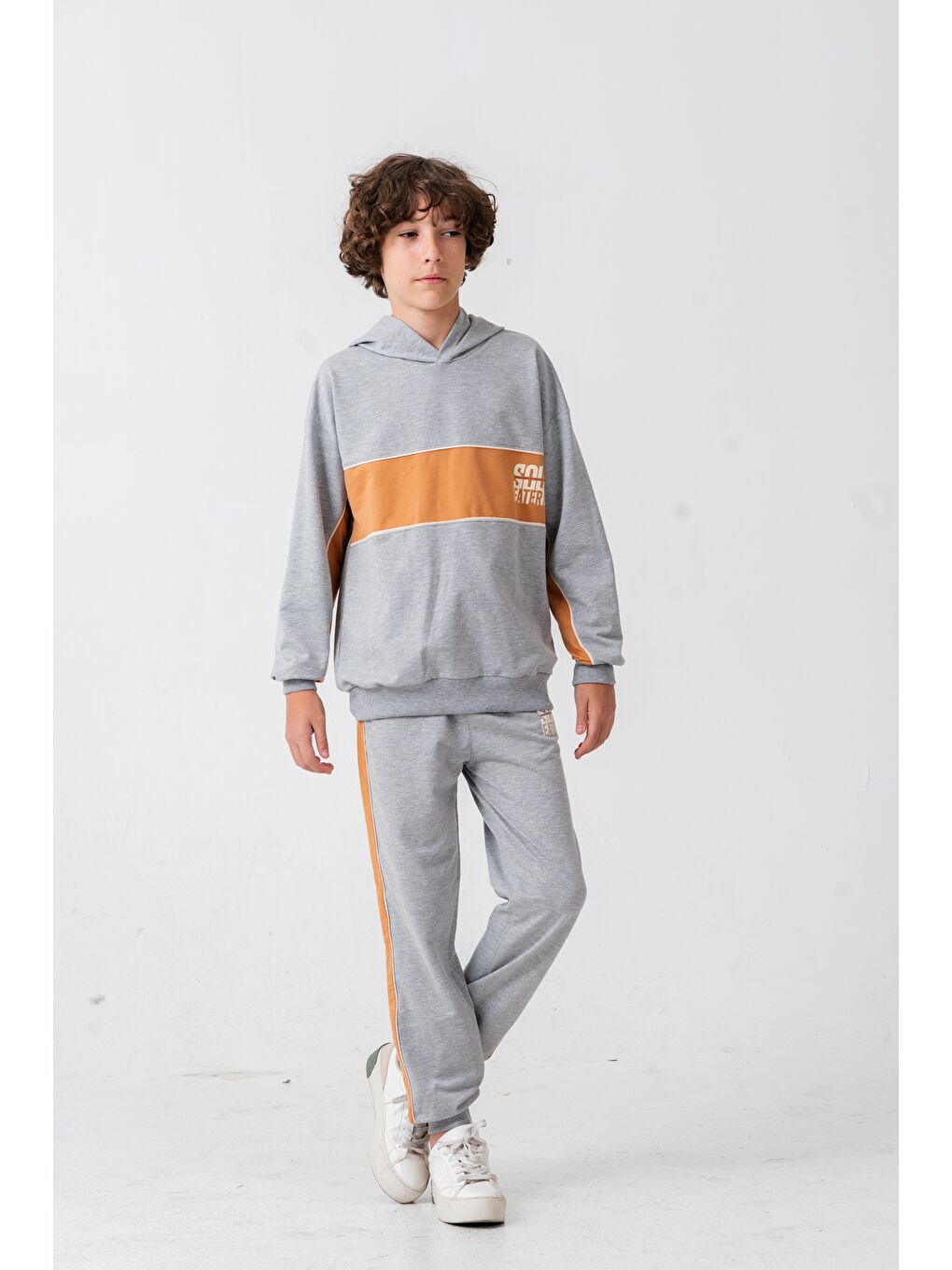 Gri Soul Fater Great Mental Attitude Baskılı Erkek Çocuk Alt Üst Eşofman Takımı-6