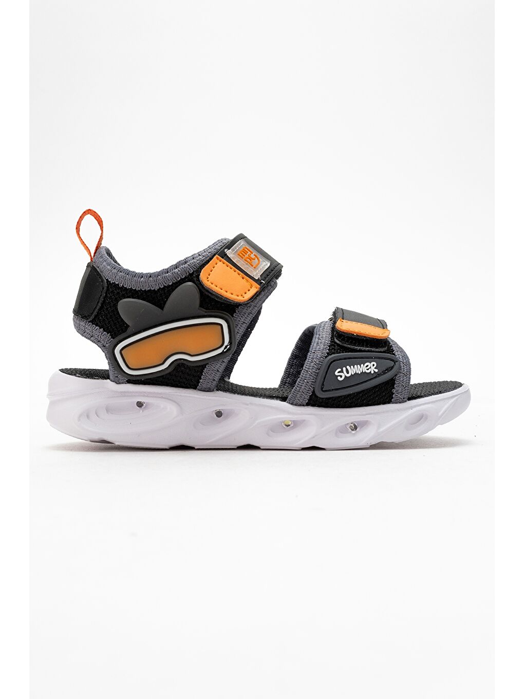 Erkek Çocuk Siyah Işıklı Anatomik Hafif Günlük Sandalet-1