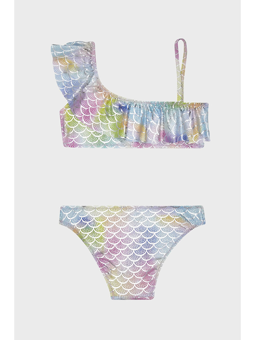 Mavi Finny Tek Omuz Detaylı Kolay Kuruyan Uv Korumalı Fırfırlı Kız Çocuk Bikini SB2314000617-1