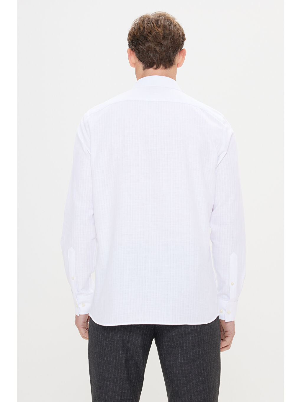 Erkek Beyaz Slim Fit Dar Kesim Klasik Yaka Pamuklu Oxford Gömlek-3