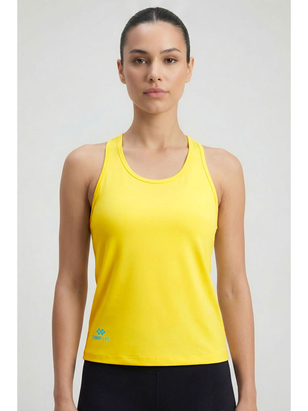 Sarı Limon Standart Fit Çapraz Sırt Detaylı Kadın Spor Atlet - 97296-2