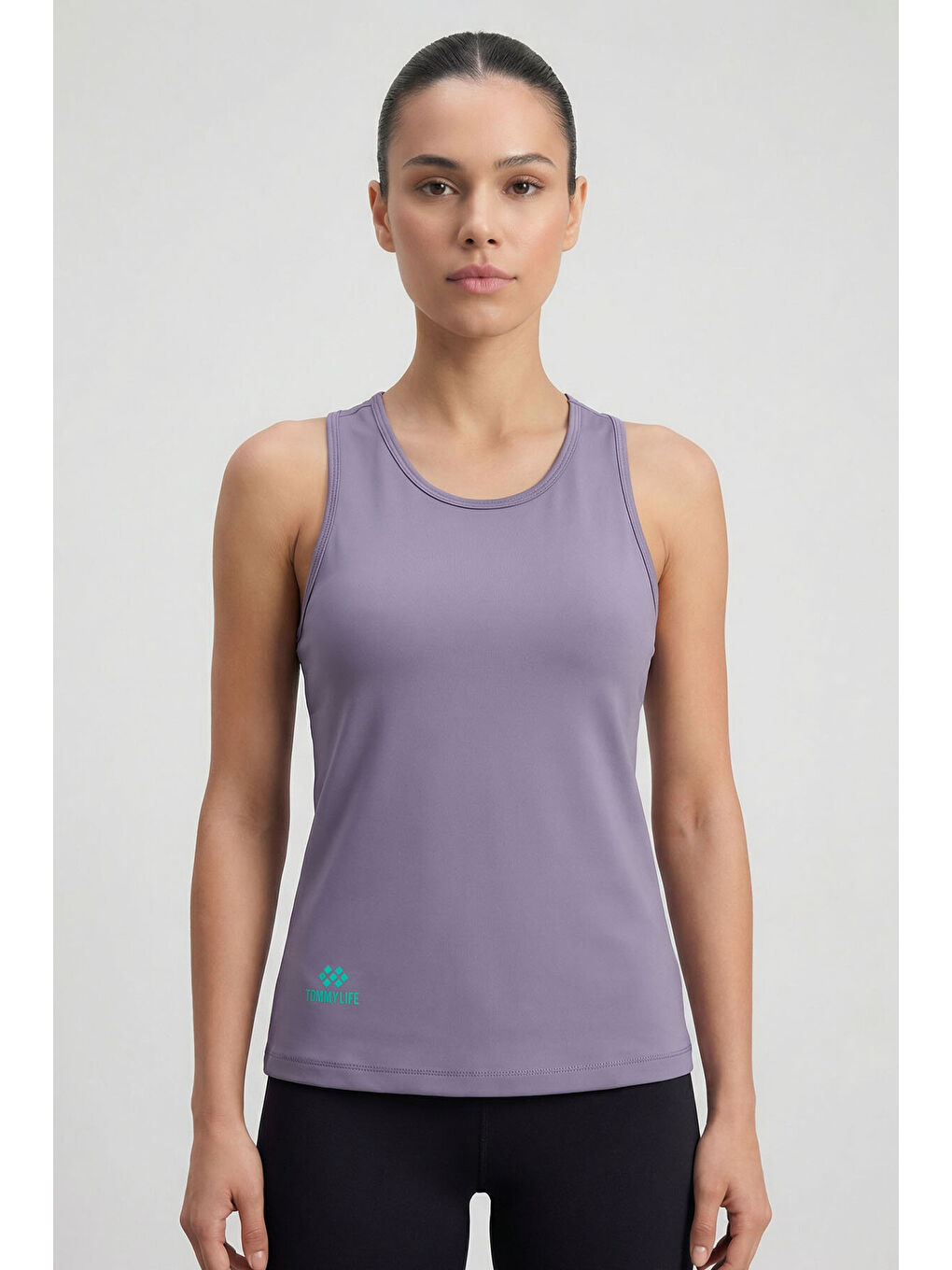 Mor Eflatun Standart Fit Çapraz Sırt Detaylı Kadın Spor Atlet - 97296-2