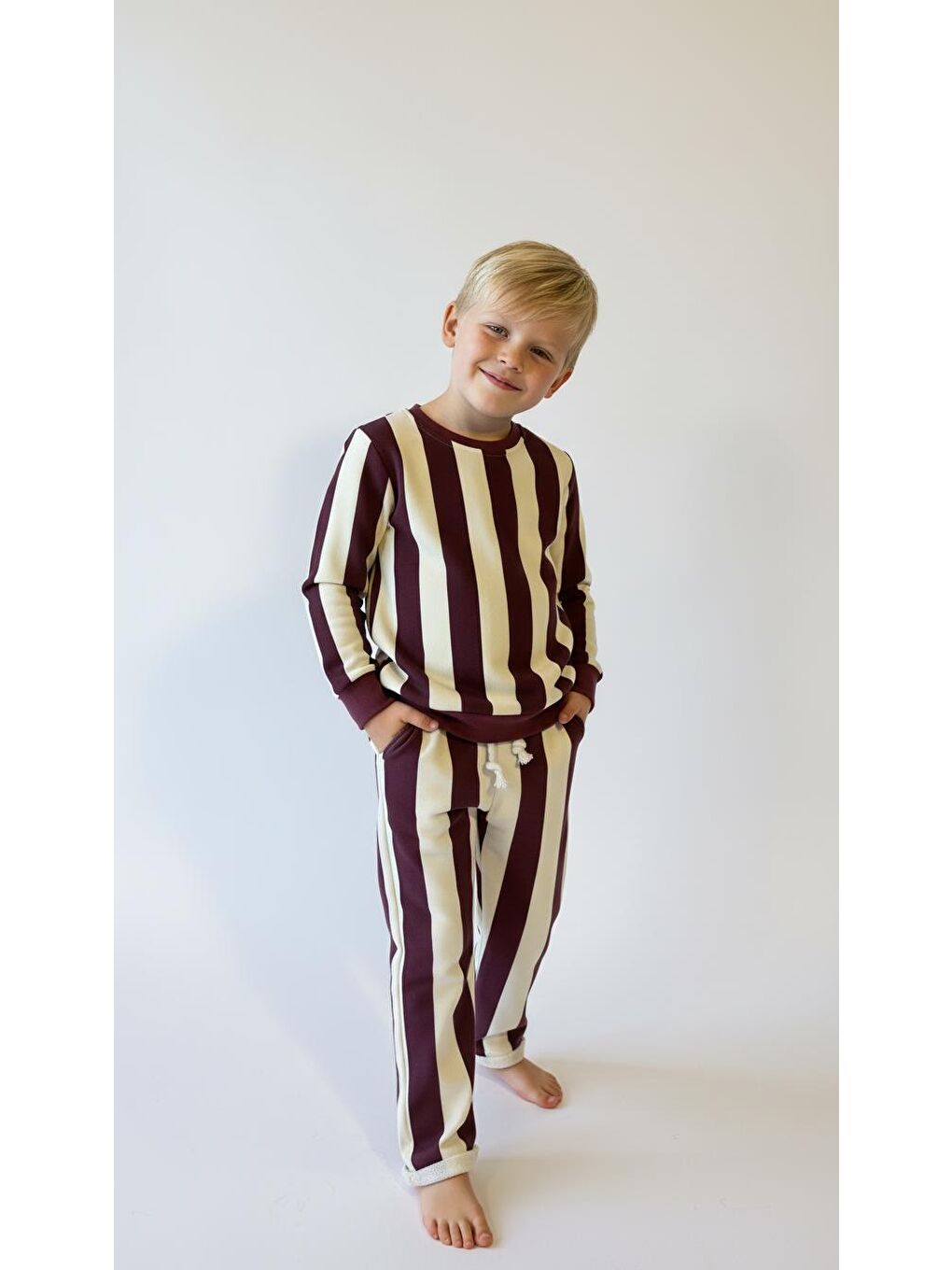 Bordo Çizgili Cool Star Baskılı 2 Li Takım-1