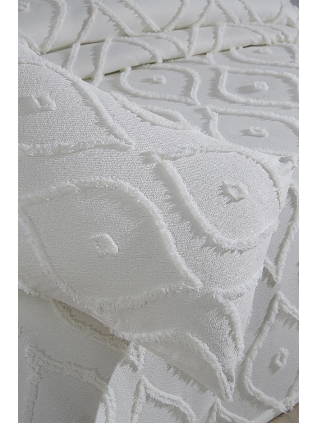 Ekru Pirot 3 Parça Çift Kişilik Pike Takımı Krem-4