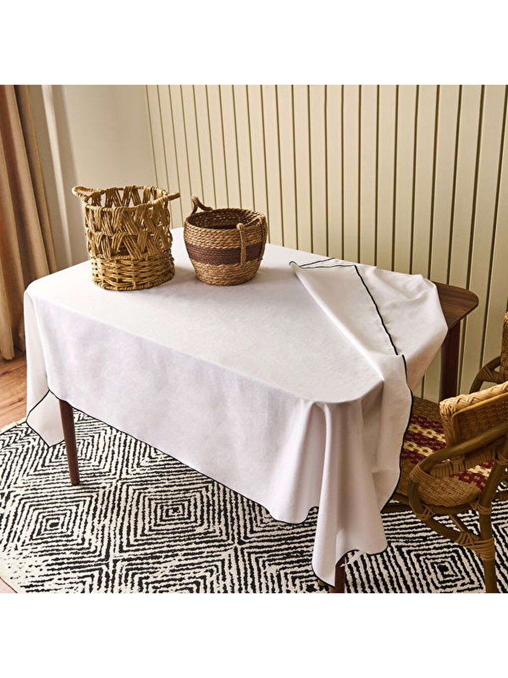 Soft Elegant Masa Örtüsü - Beyaz - 140x200 cm-4