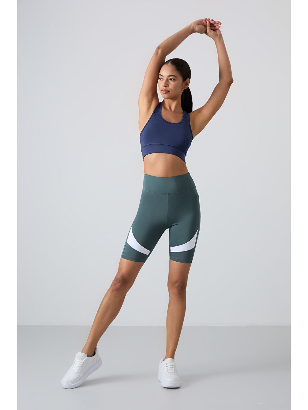 Lacivert Slim Fit U Yaka 2li Paket İndigo-Petrol Kadın Spor Büstiyer - 97120-1