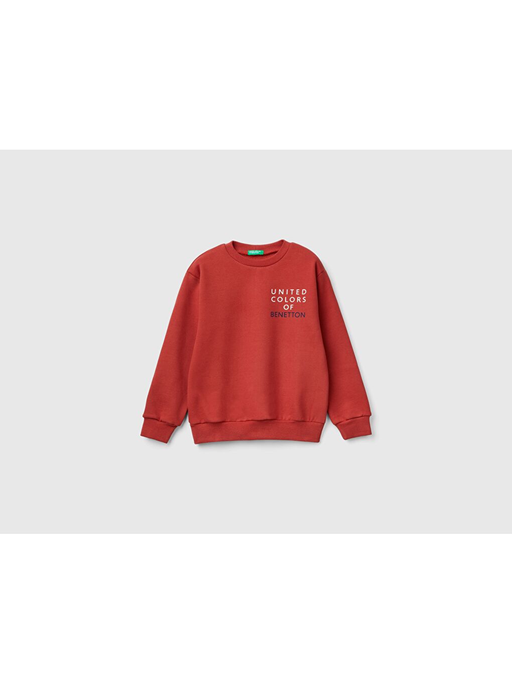 United Colors Of Benetton Kahverengi Erkek Çocuk Tarçın Önü Logo Baskılı Ribanalı Sweatshirt