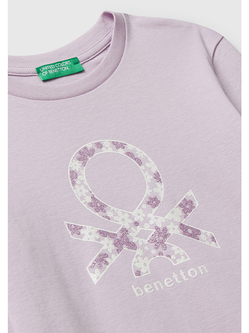 Kız Çocuk Lila Parıltılı Logo Baskılı Regular Fit Uzun Kollu T-shirt-2