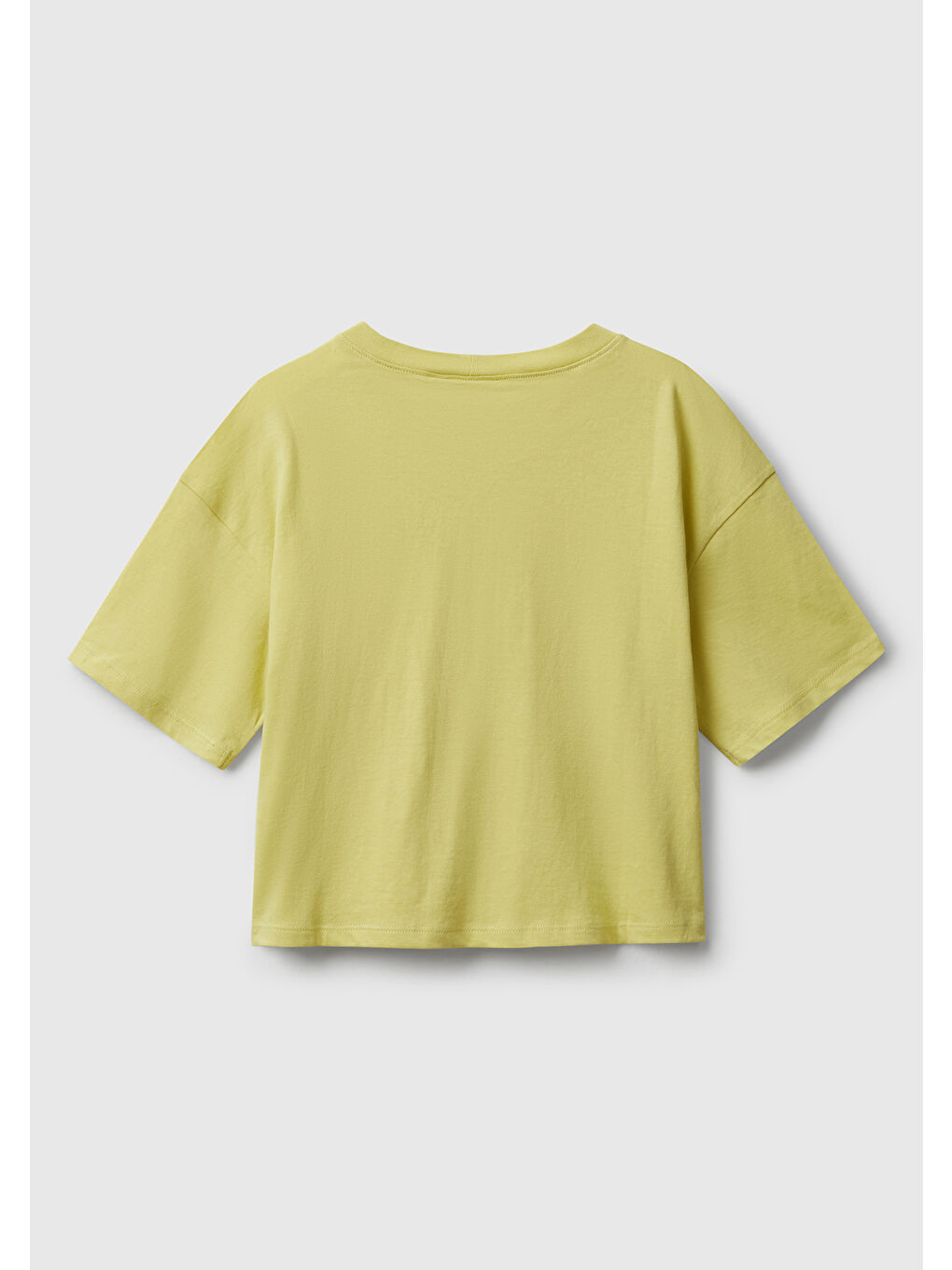 Sarı Kız Çocuk Hardal Önü Baskılı Jarse Boxy T-shirt-1