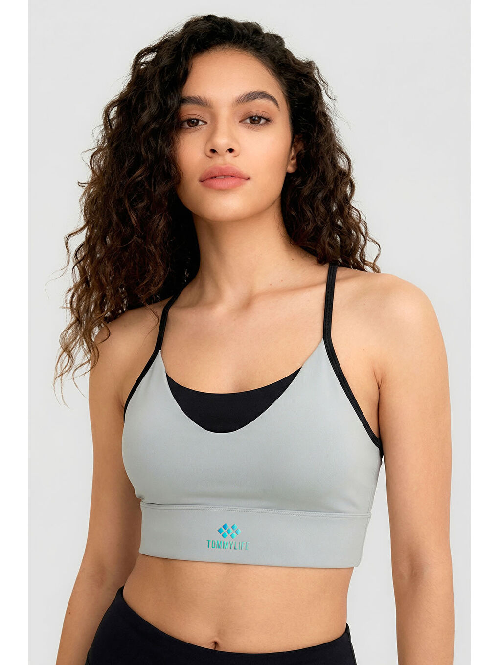 Bej Taş Standart Fit Baskılı Sırt Detaylı Kadın Spor Büstiyer - 97300-3