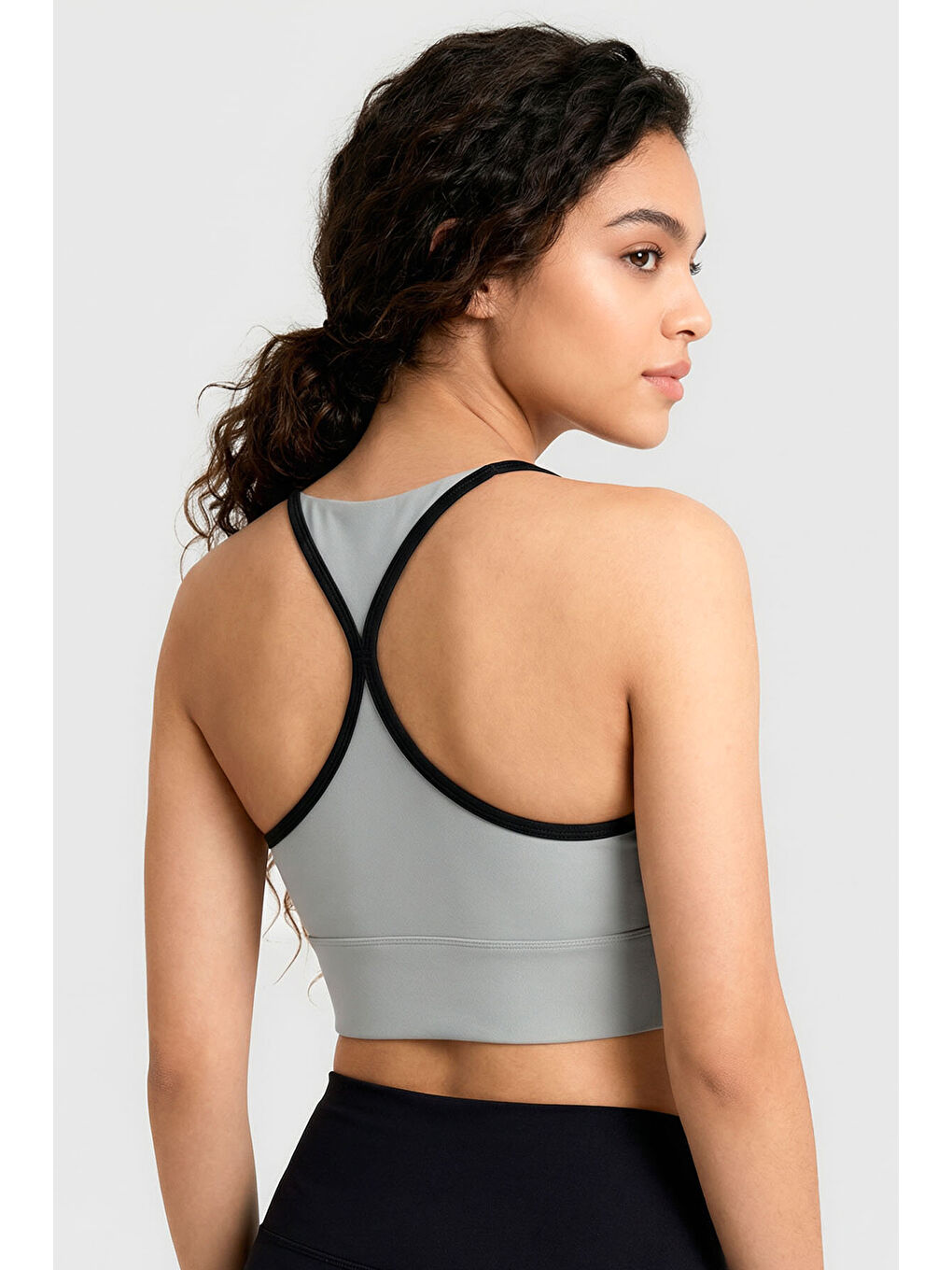 Bej Taş Standart Fit Baskılı Sırt Detaylı Kadın Spor Büstiyer - 97300-4