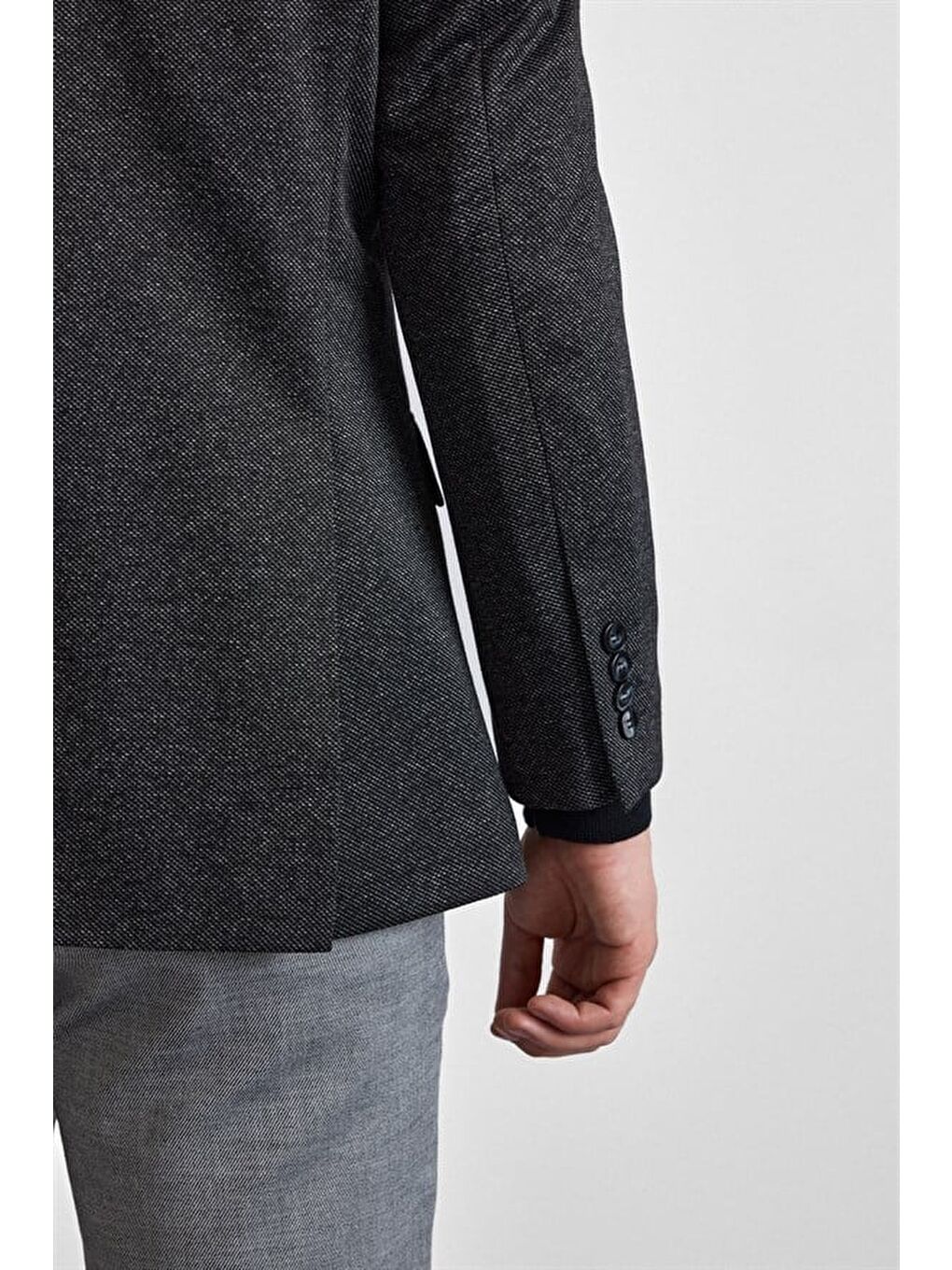 Siyah Regular Mono Yaka Torba Cep 4 Drop Klasik Ceket-5