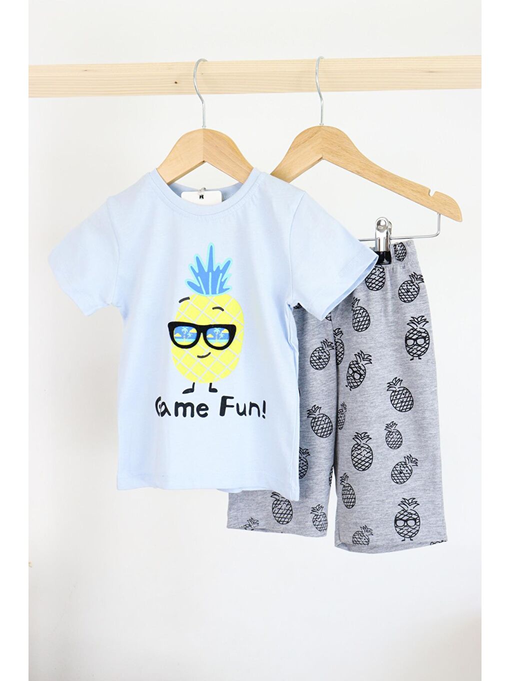 Harika Kids Mavi Erkek Çocuk Gözlük Model Pamuklu Şortlu 2'li Takım