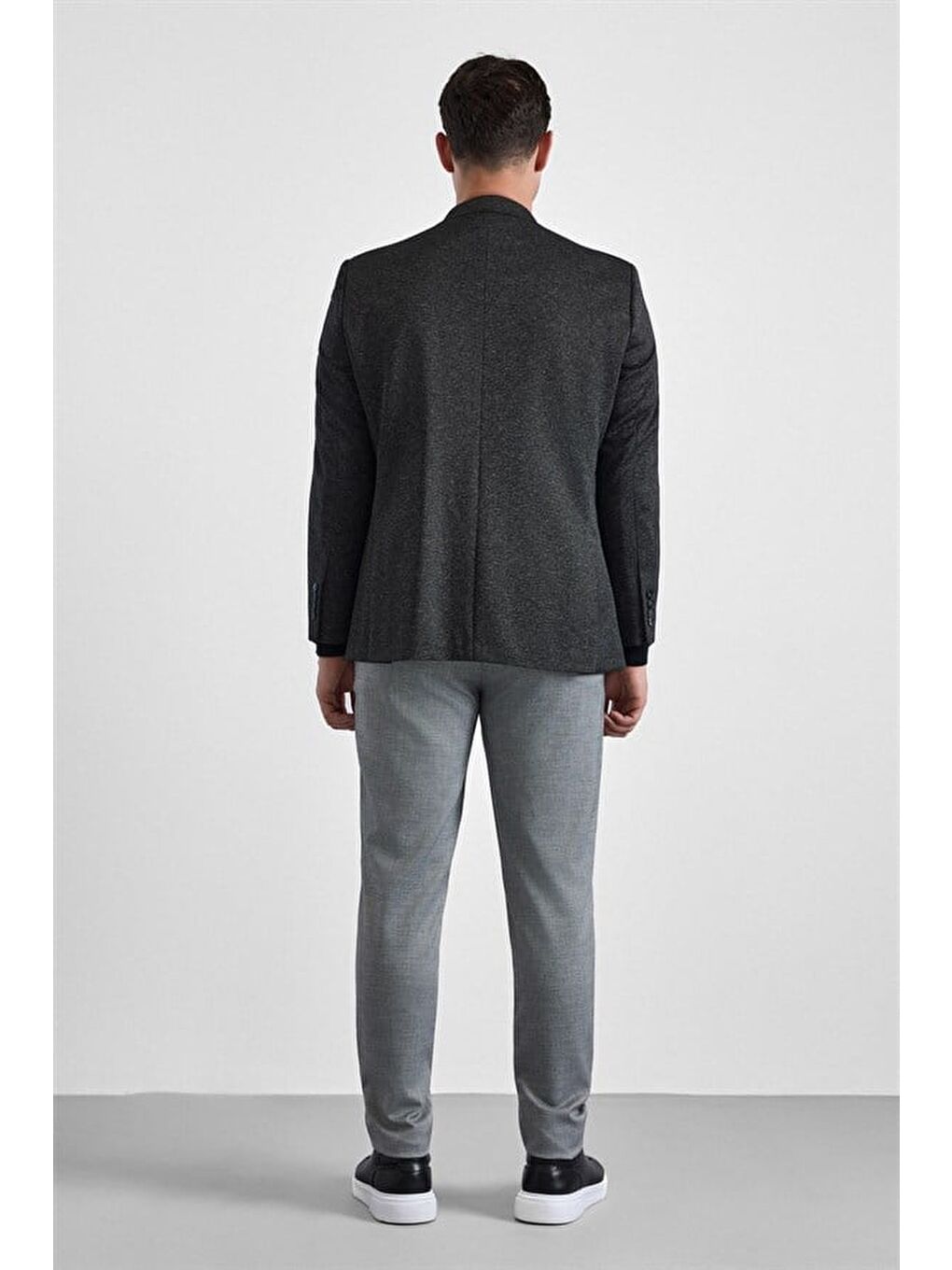 Siyah Regular Mono Yaka Torba Cep 4 Drop Klasik Ceket-7