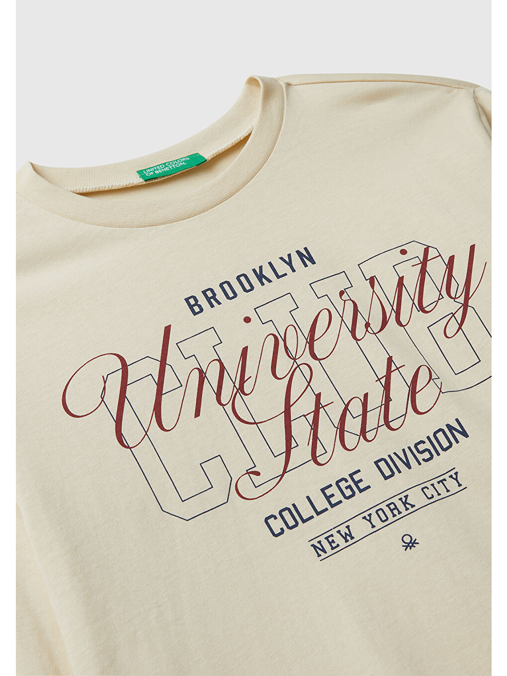 Ekru Erkek Çocuk Krem Önü Baskılı Bisiklet Yaka Uzun Kollu Jarse T-shirt-2