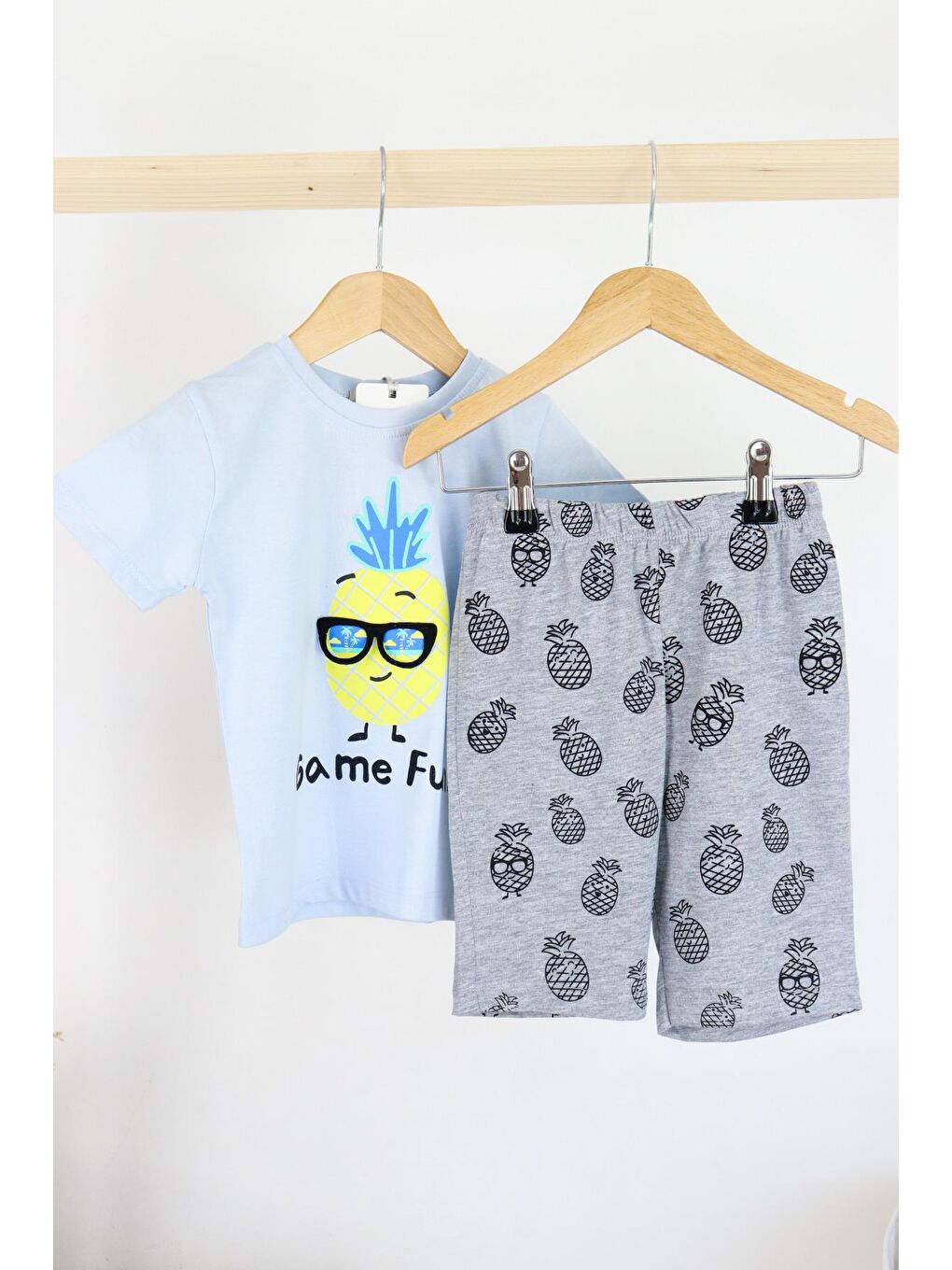 Harika Kids Mavi Erkek Çocuk Gözlük Model Pamuklu Şortlu 2'li Takım - 1