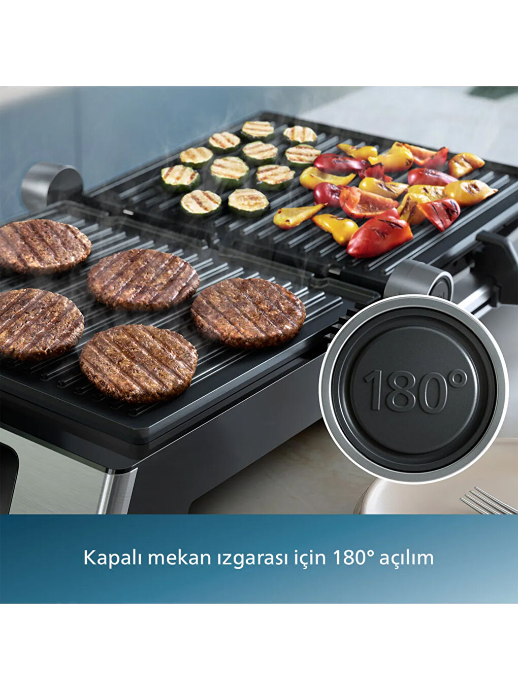 5000 Serisi HD6301/90 Izgara ve Tost Makinesi - Siyah / Gri - 2200 Watt-3