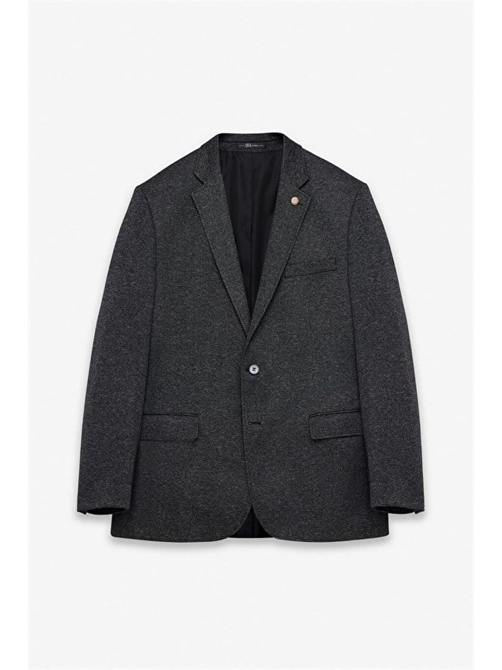 Siyah Regular Mono Yaka Torba Cep 4 Drop Klasik Ceket-9