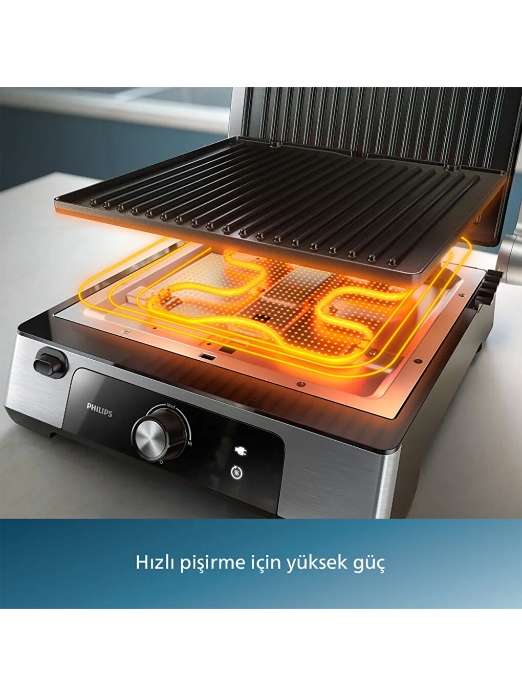 5000 Serisi HD6301/90 Izgara ve Tost Makinesi - Siyah / Gri - 2200 Watt-5