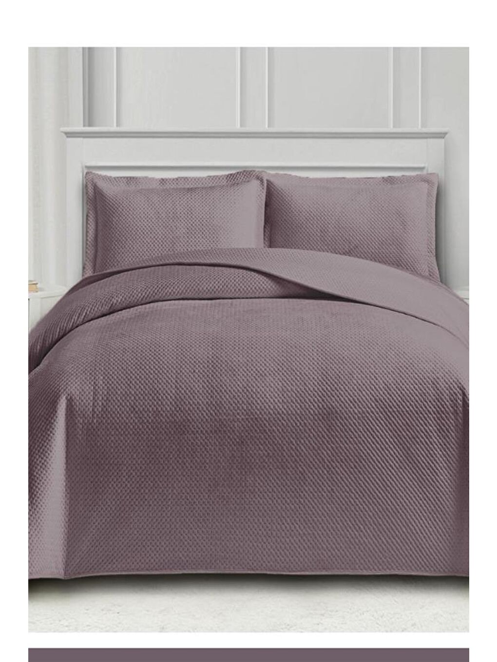 Toskana Tek Kişilik Lüks Kadife Yatak Örtüsü Mürdüm