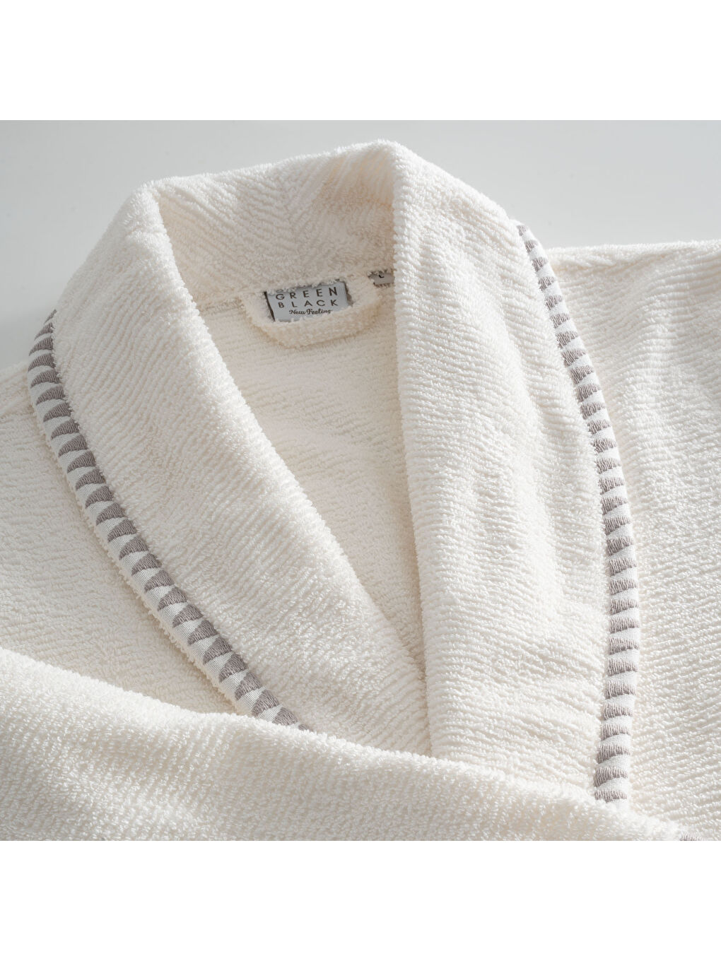 Bej Tria Aile Bornoz Seti 10 Parça %100 Pamuk Jakarlı Vizon-Krem M/L-2