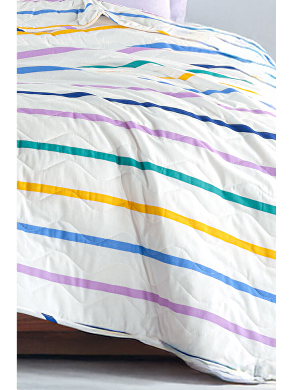 Kapitone Yatak Örtüsü Seti Çift Kişilik Funny Sarı-Lila-1