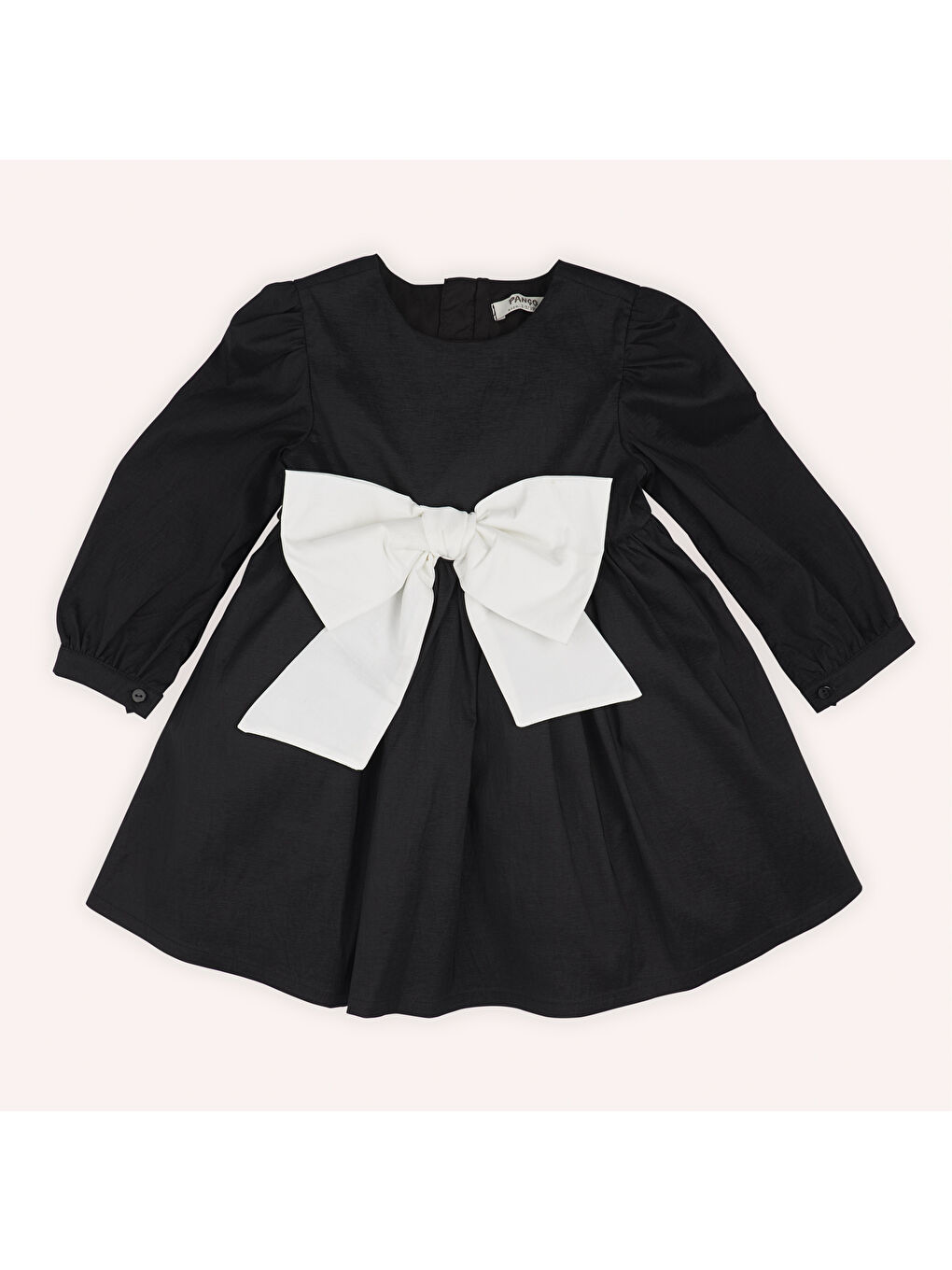 Siyah Kız Çocuk Fiyonk Detaylı Elbise-1