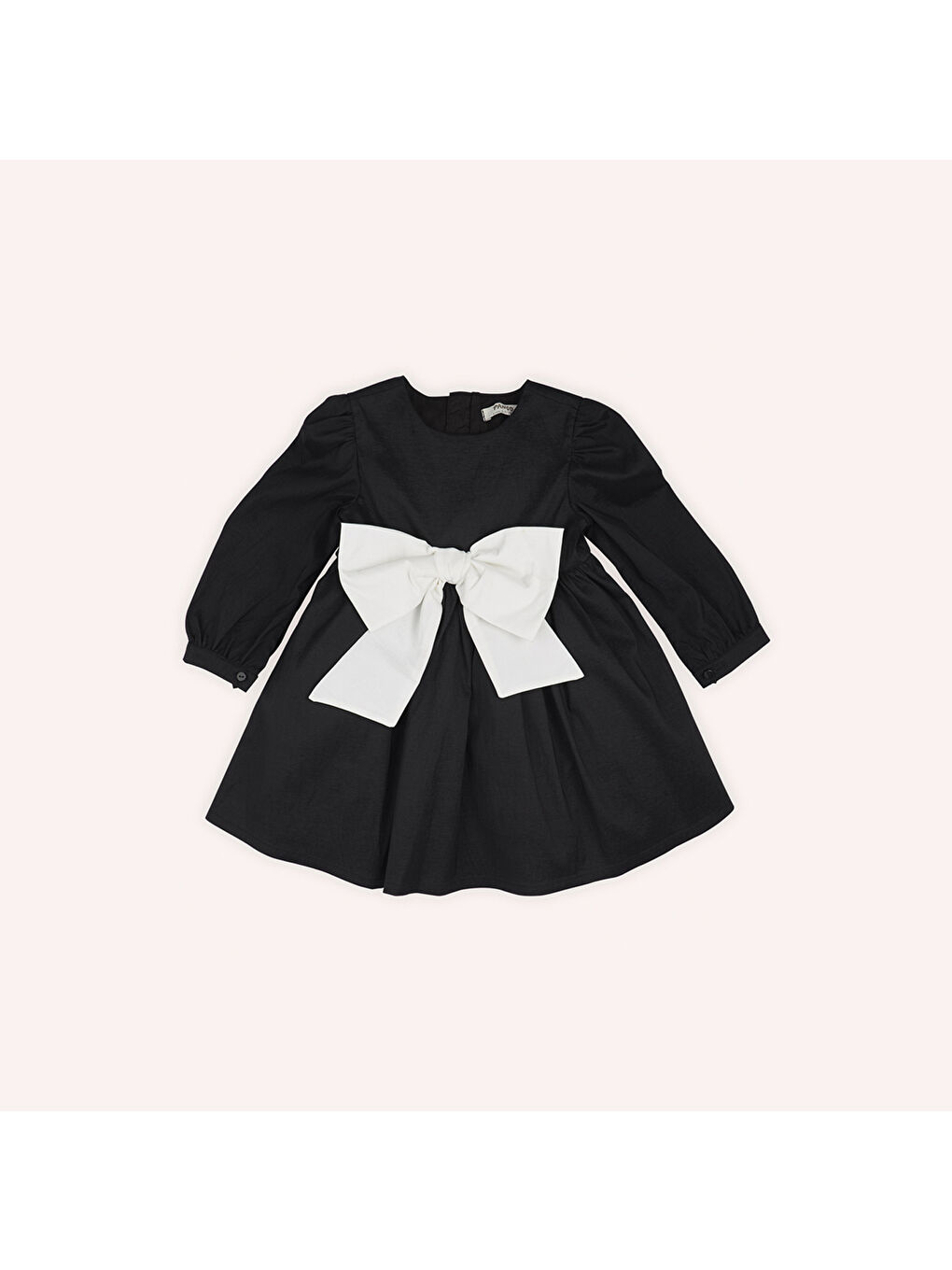 Siyah Kız Çocuk Fiyonk Detaylı Elbise-2