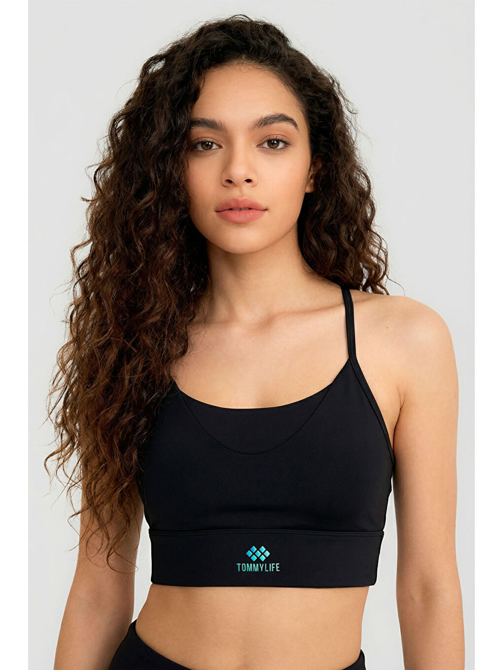 Siyah Standart Fit Baskılı Sırt Detaylı Kadın Spor Büstiyer - 97300-2