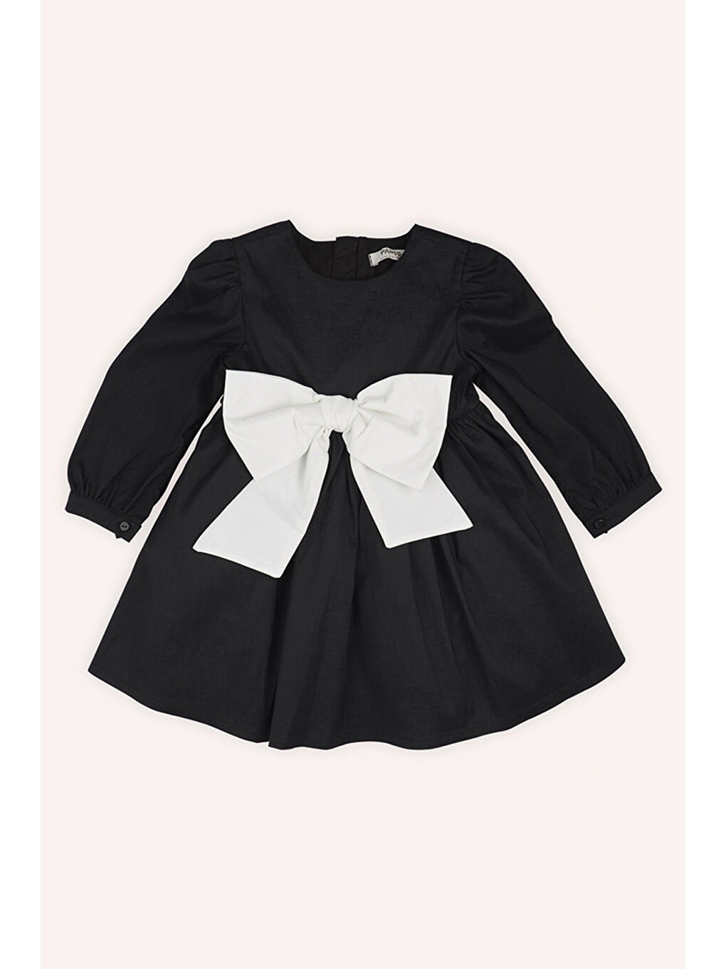 Siyah Kız Çocuk Fiyonk Detaylı Elbise-3