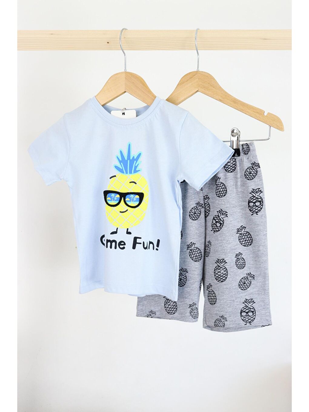 Harika Kids Mavi Erkek Çocuk Gözlük Model Pamuklu Şortlu 2'li Takım - 5