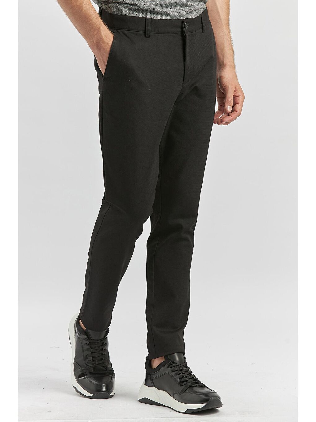 Siyah Pamuklu Yandan Cepli Casual Slim Fit Chino Pantolon 1003240168