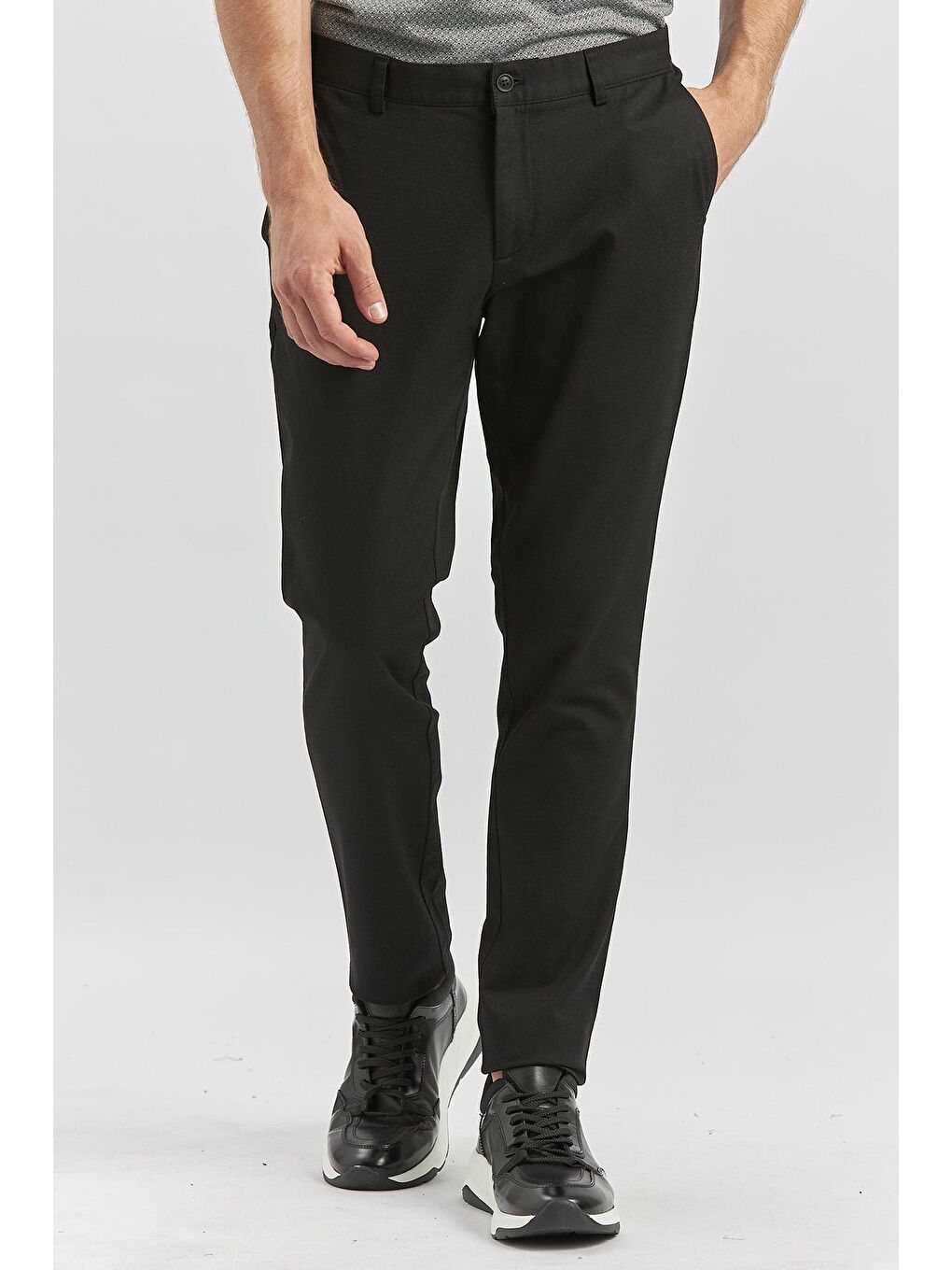 Siyah Pamuklu Yandan Cepli Casual Slim Fit Chino Pantolon 1003240168-4