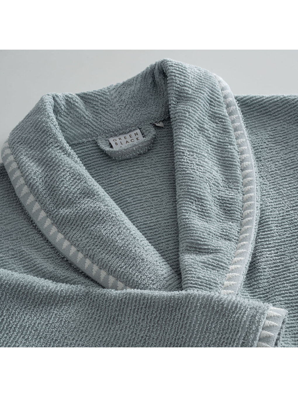 Yeşil Tria Aile Bornoz Seti 10 Parça %100 Pamuk Jakarlı Mint-Krem M/L-4