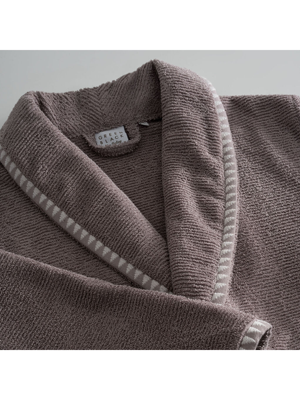 Bej Tria Aile Bornoz Seti 10 Parça %100 Pamuk Jakarlı Vizon-Krem M/L-5