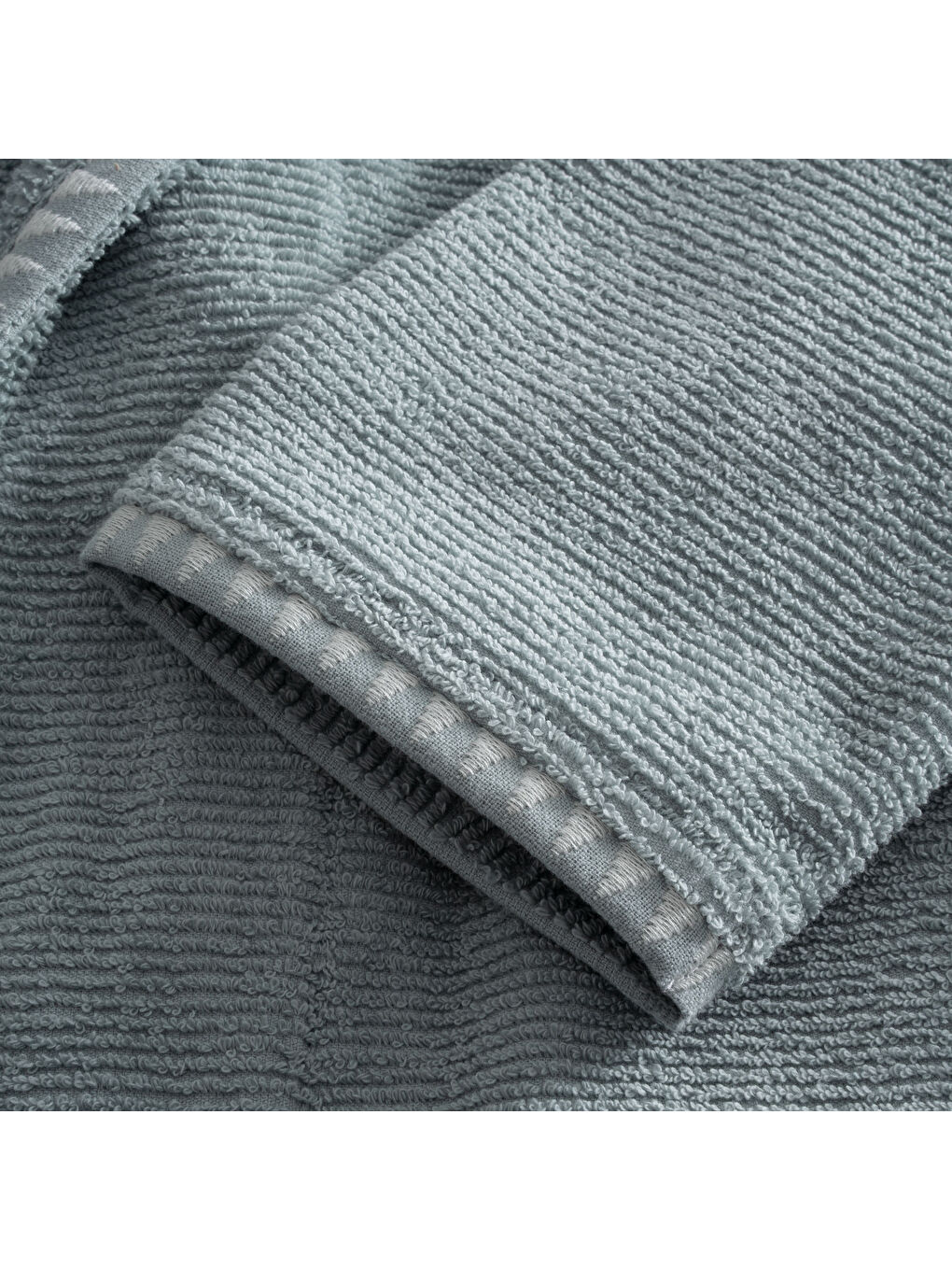 Yeşil Tria Aile Bornoz Seti 10 Parça %100 Pamuk Jakarlı Mint-Krem M/L-5