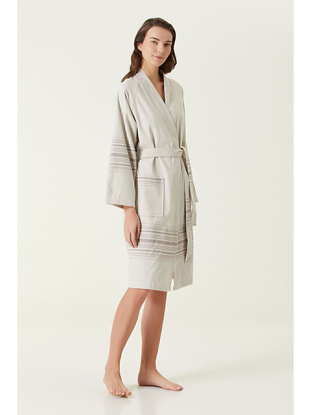 New Derin SPA Kadın Bornoz Bej-1