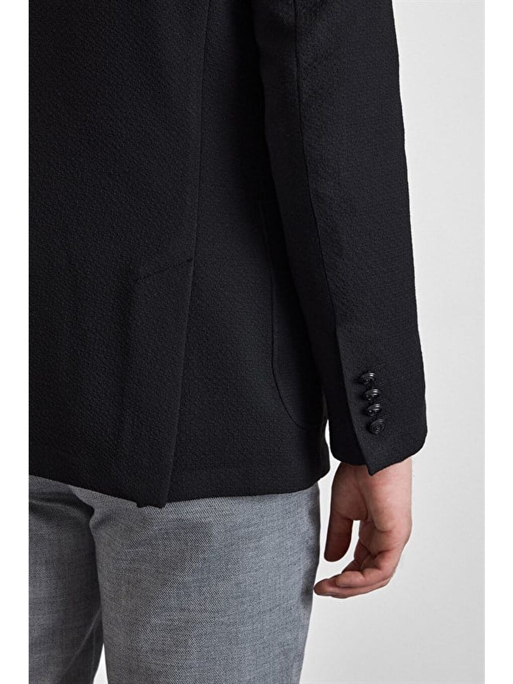 Siyah Slim Sivri Yaka Torba Cep 6 Drop Klasik Ceket-5