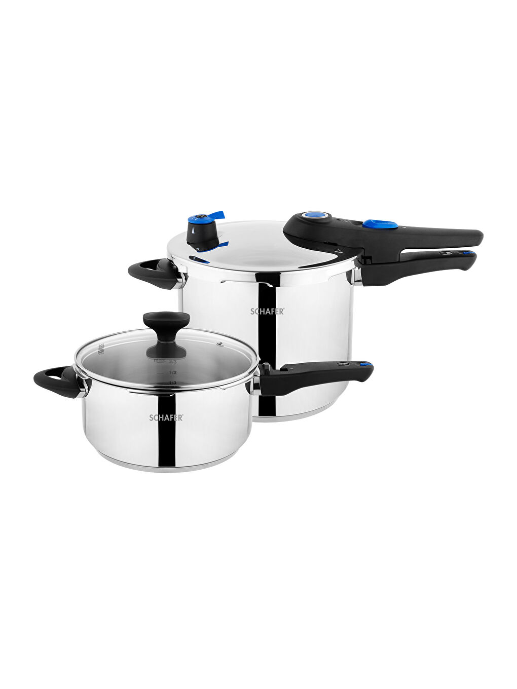 Gri Gusto 2 li Düdüklü Tencere Seti 5+7 L 4 Parça-Inox-3