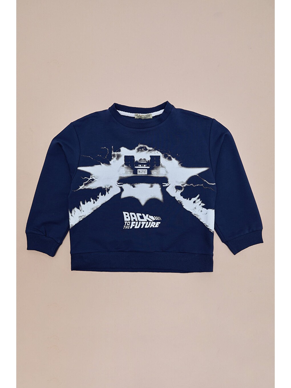 Lacivert Back To The Future Baskılı Erkek Çocuk Sweatshirt-2