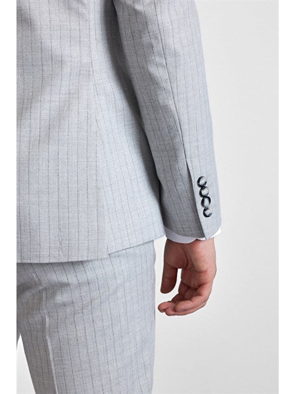 Gri Slim Kruvaze Yaka 6 Drop Takım Elbise-4