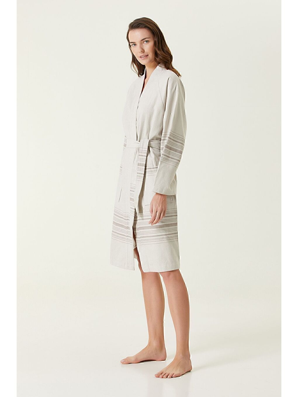 New Derin SPA Kadın Bornoz Bej-2