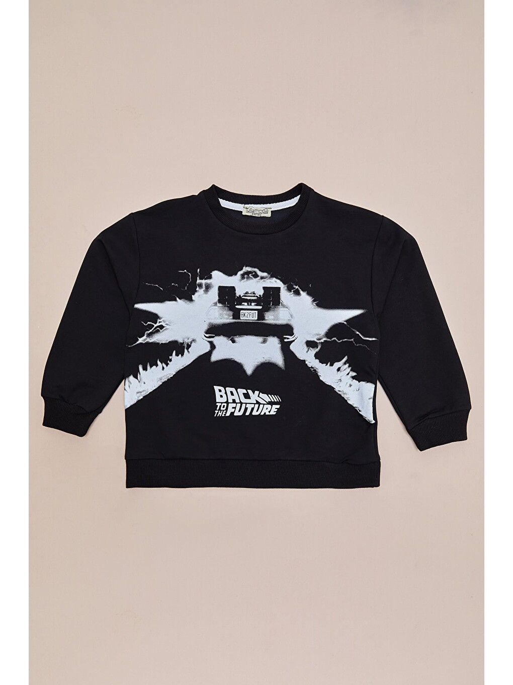 Siyah Back To The Future Baskılı Erkek Çocuk Sweatshirt-2